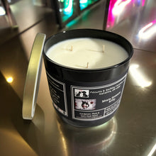 Load image into Gallery viewer, Sharp Dressed Kitty Candle, U.S. Handmade Masculine Scented Soy Candle, Clean Burn, Cardamom, Plum and Dark Musk Scent, Gift for Friend Mom Dad Co-Worker Sister