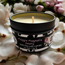 Load image into Gallery viewer, Maggie Magnolia Peony Candle, U.S. Handmade Scented Soy Candle, Clean Burn, Magnolia Peony Scent, Gift for Friend Mom Dad Co-Worker Sister