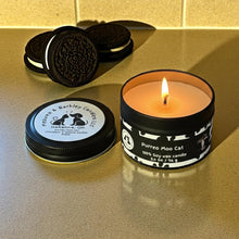 Load image into Gallery viewer, Purreo Moo Cat - Small Tin Soy Candle - Chocolate and Vanilla Cookie Scent