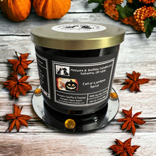 Load image into Gallery viewer, Cat-o'-Lantern Spice - Large Jar 17 Ounce 3 Wick Soy Candle - Pumpkin Souffle & Toasted Pumpkin Spice Scent
