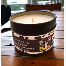 Load image into Gallery viewer, Lupe's Lilac Garden - Small Tin Soy Candle - Fresh Lilac Scent