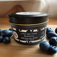 Load image into Gallery viewer, Litter Box Fresh Blueberry - Small Tin Soy Candle - Blueberry Cheesecake Scent