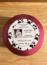 Load image into Gallery viewer, Swipe Right for Luci - Wooden Wick Medium Tin Candle - Strawberry Preserves Scent