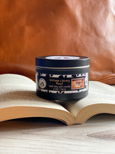 Load image into Gallery viewer, Vintage Library Floof Two Wick Medium Tin Soy Candle - Teakwood, Leather & Patchouli Scent