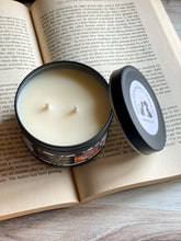 Load image into Gallery viewer, Vintage Library Floof Two Wick Medium Tin Soy Candle - Teakwood, Leather & Patchouli Scent