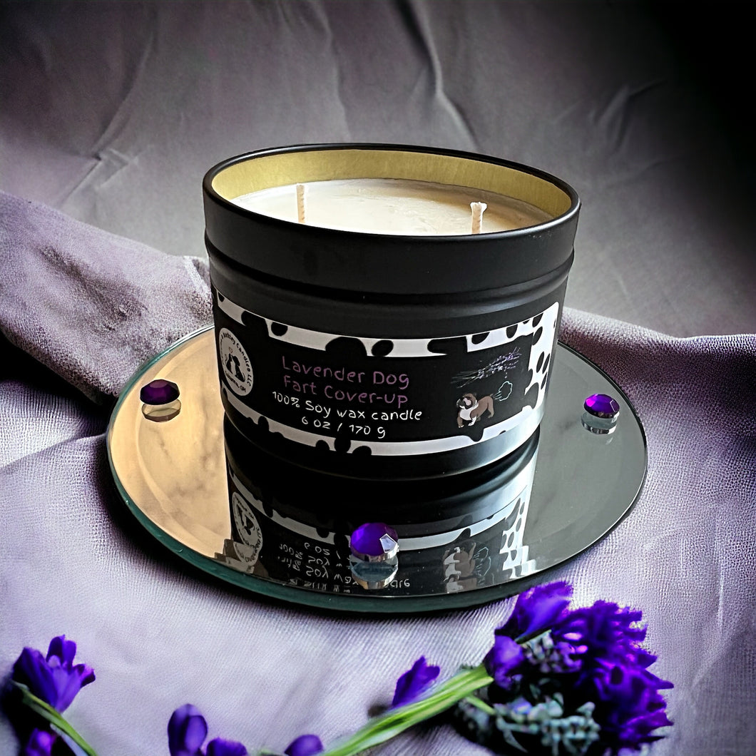 Lavender Dog Fart Cover-up Tin Two Wick Soy Candle - Lavender Scent