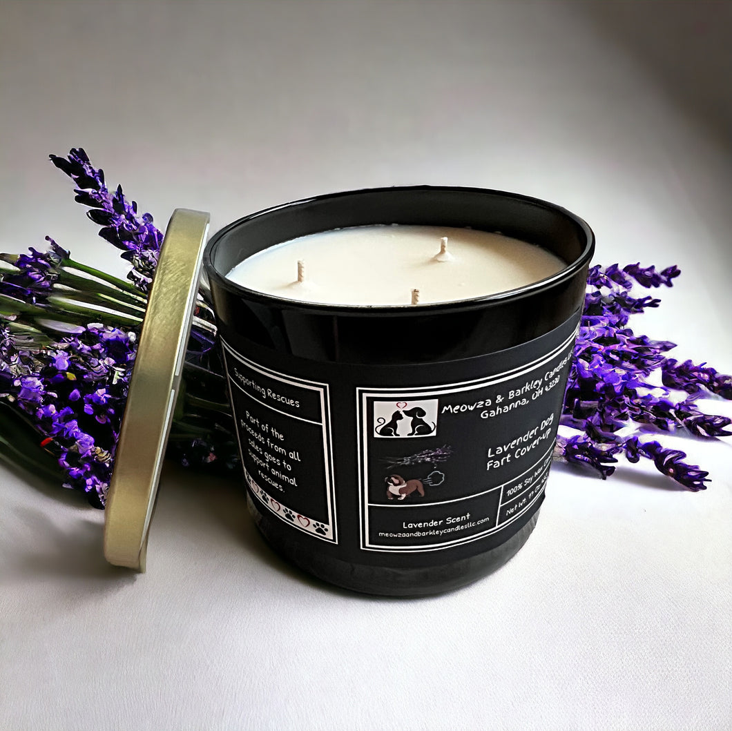 Lavender Dog Fart Cover-up - Large Jar 17 Ounce 3 Wick Soy Candle - Lavender Scent