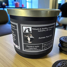 Load image into Gallery viewer, Purreo Moo Cat - Large Jar 17 0z Three Wick Soy Candle - Chocolate and Vanilla Cookie Scent
