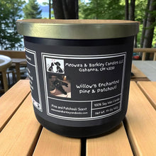 Load image into Gallery viewer, Willow&#39;s Enchanted Pine and Patchouli - Large Jar 17 oz Three Wick Soy Candle - Fresh Pine and Patchouli Scent
