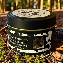 Load image into Gallery viewer, Willow&#39;s Enchanted Pine and Patchouli - Small Tin Soy Candle - Pine and Patchouli Scent
