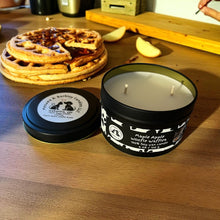 Load image into Gallery viewer, Maple Apple Woofle Waffle - Two Wick Tin Soy Candle - Maple and Apple Waffle Scent
