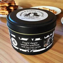 Load image into Gallery viewer, Maple Apple Woofle Waffle - Two Wick Tin Soy Candle - Maple and Apple Waffle Scent
