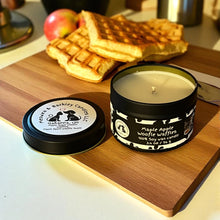 Load image into Gallery viewer, Maple Apple Woofle Waffles - Small Tin Soy Candle - Maple Apple Waffle Scent
