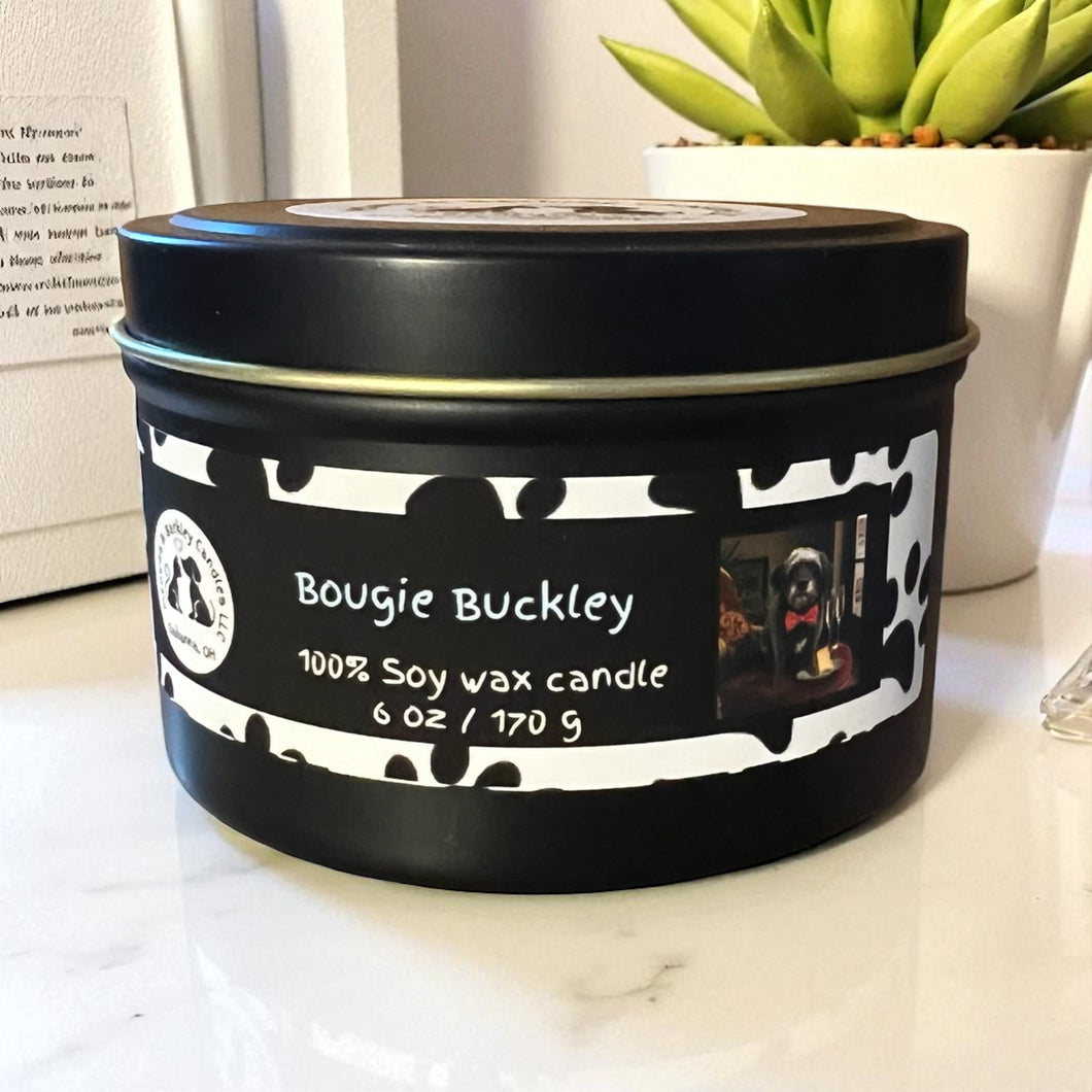 Bougie Buckley - Two Wick Tin Soy Candle - Bergamot, Moss, Juniper and Blue Spruce Scent