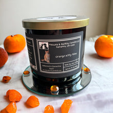Load image into Gallery viewer, Orange Kitty Glow Candle, U.S. Handmade Scented Soy Candle, Clean Burn, Fruity Clementine Scent, Gift for Friend Mom Dad Co-Worker Sister
