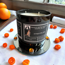 Load image into Gallery viewer, Orange Kitty Glow - Large Jar 17 Ounce 3 Wick Soy Candle - Watermint and Clementine Scent

