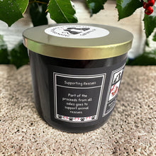 Load image into Gallery viewer, Happy Pawlidays - Large Jar 17 Ounce 3 Wick Soy Candle - Bayberry, Pine, Clove &amp; Lemon Rind Scent
