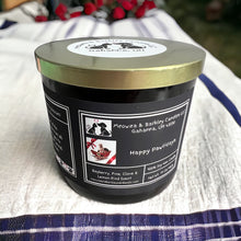 Load image into Gallery viewer, Happy Pawlidays - Large Jar 17 Ounce 3 Wick Soy Candle - Bayberry, Pine, Clove &amp; Lemon Rind Scent
