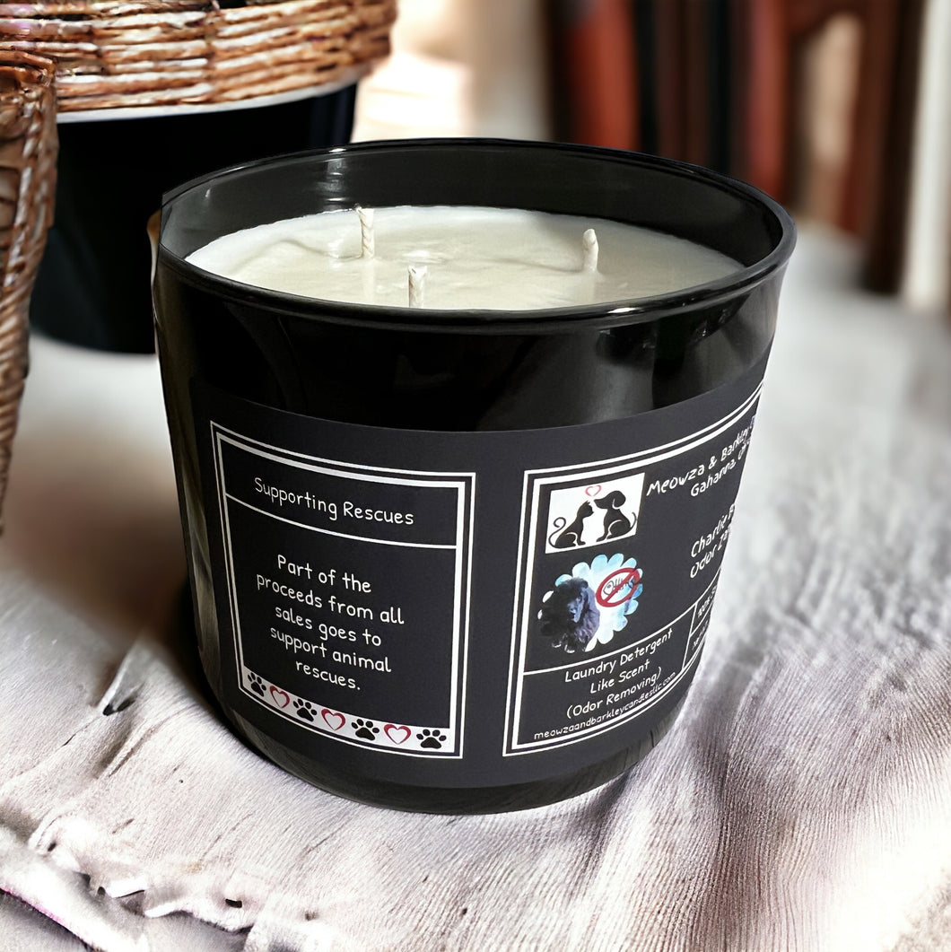 Charlie Bear's Odor Zapper - Large Jar 17 Ounce 3 Wick Soy Candle - Laundry Detergent Like Scent