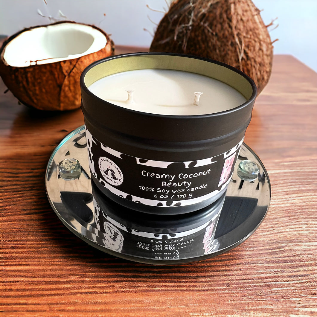 Creamy Coconut Beauty - Tin Two Wick Soy Candle - Creamy Coconut Scent
