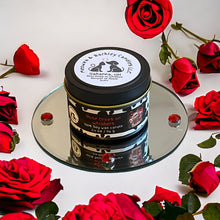 Load image into Gallery viewer, Rose Drops on Whiskers - Small Tin Soy Candle - Beautiful Bouquet of Roses Scent
