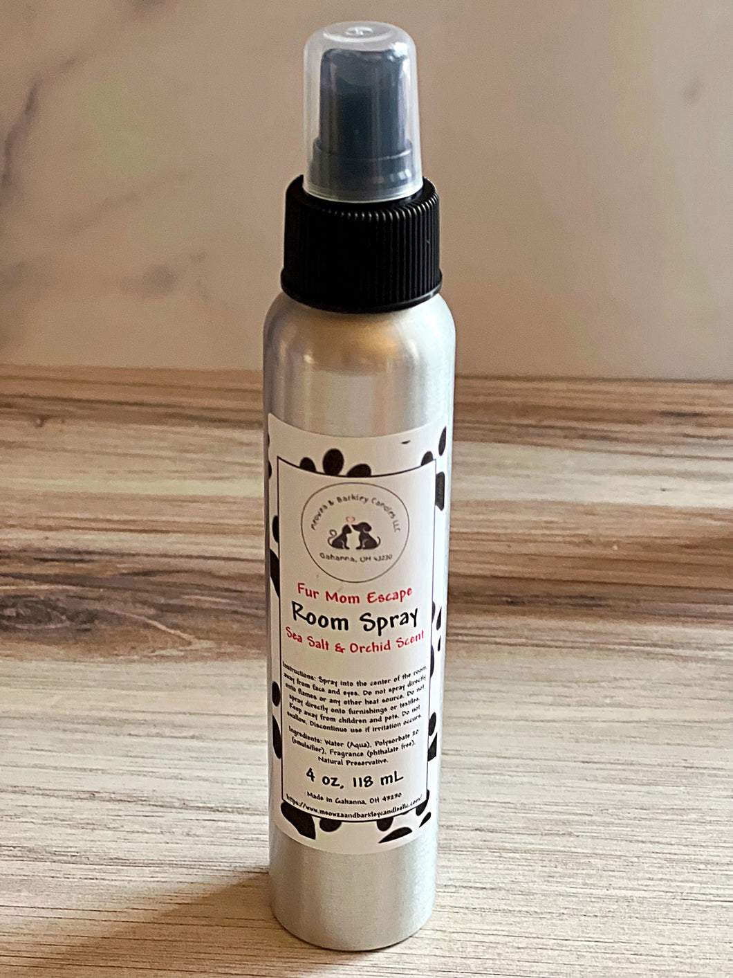 Fur Mom Escape - 4 ounce Room Spray - Sea Salt & Orchid Scent