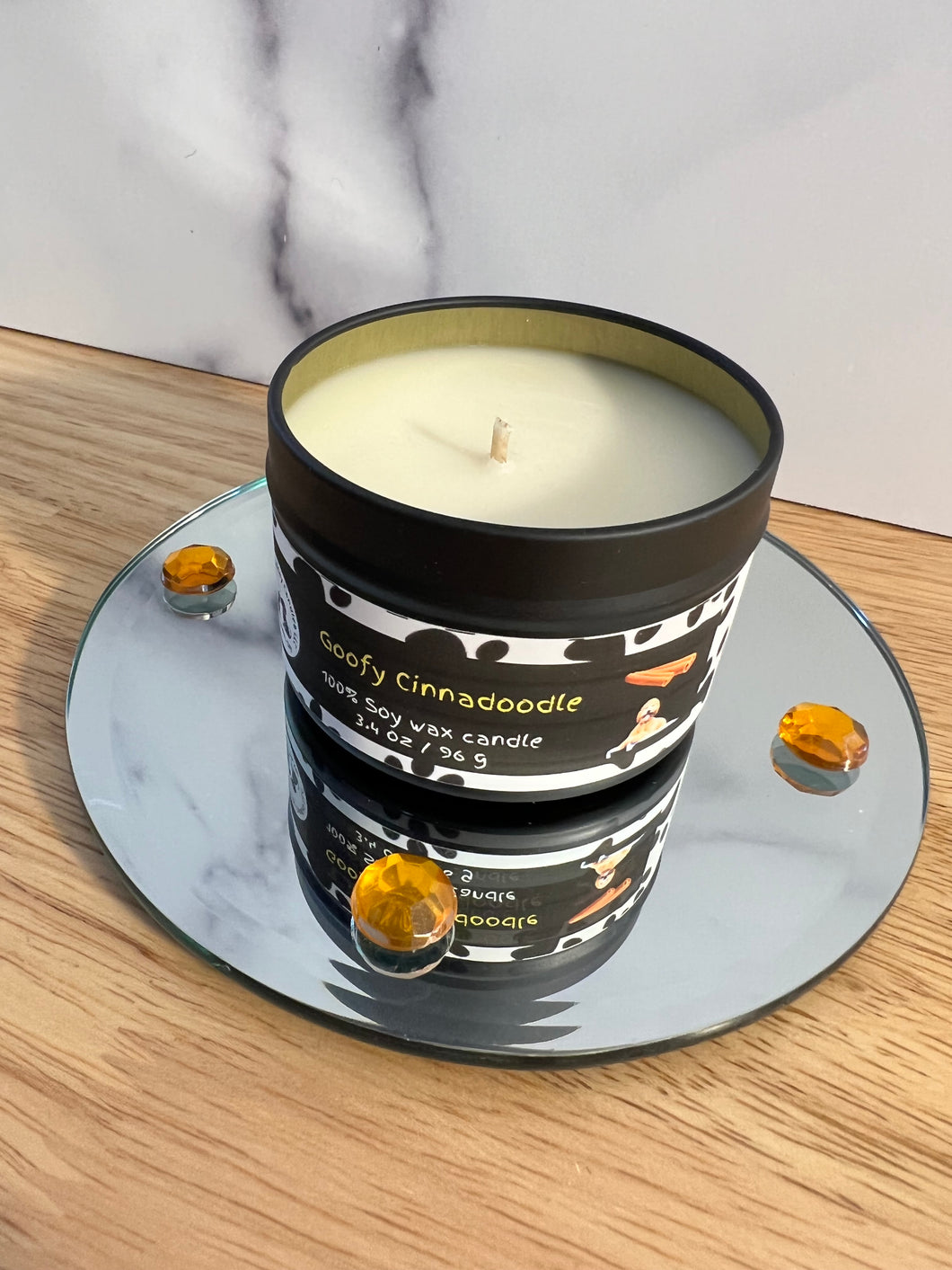 Goofy Cinnadoodle - Small Tin Soy Candle - Cinnamon Strudel Scent