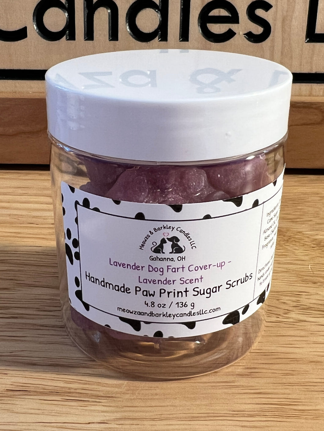 Lavender Dog Fart Cover-up Handmade Paw Print Sugar Scrubs - Lavender Scent