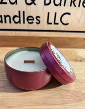 Load image into Gallery viewer, Livin&#39; Life Like Leo - Wooden Wick Medium Tin Candle - Almond Rum Cake Scent
