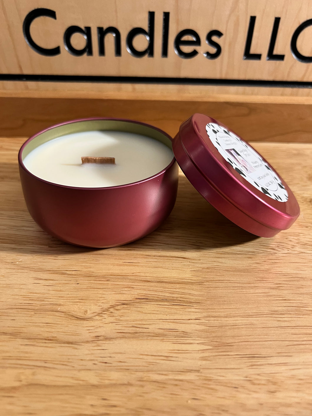 Swipe Right for Luci - Wooden Wick Medium Tin Candle - Strawberry Preserves Scent