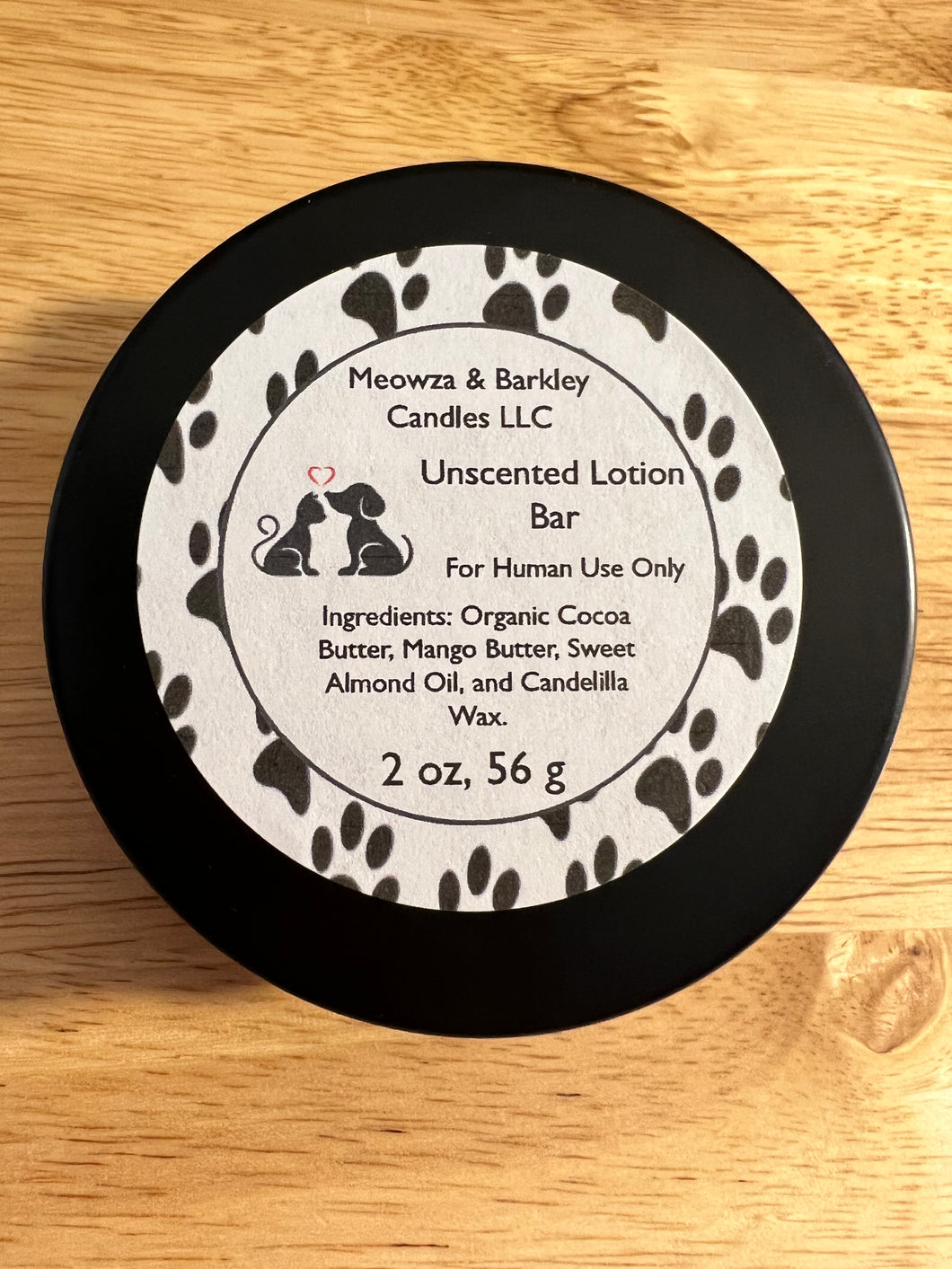 Handmade Unscented Lotion Bar - 2 Ounces - Natural Cocoa Butter Scent