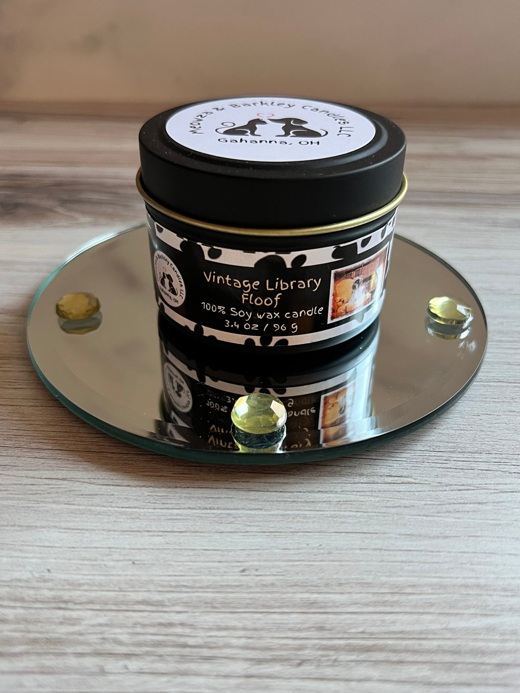 Vintage Library Floof - Small Tin Soy Candle - Teakwood, Leather & Patchouli Scent