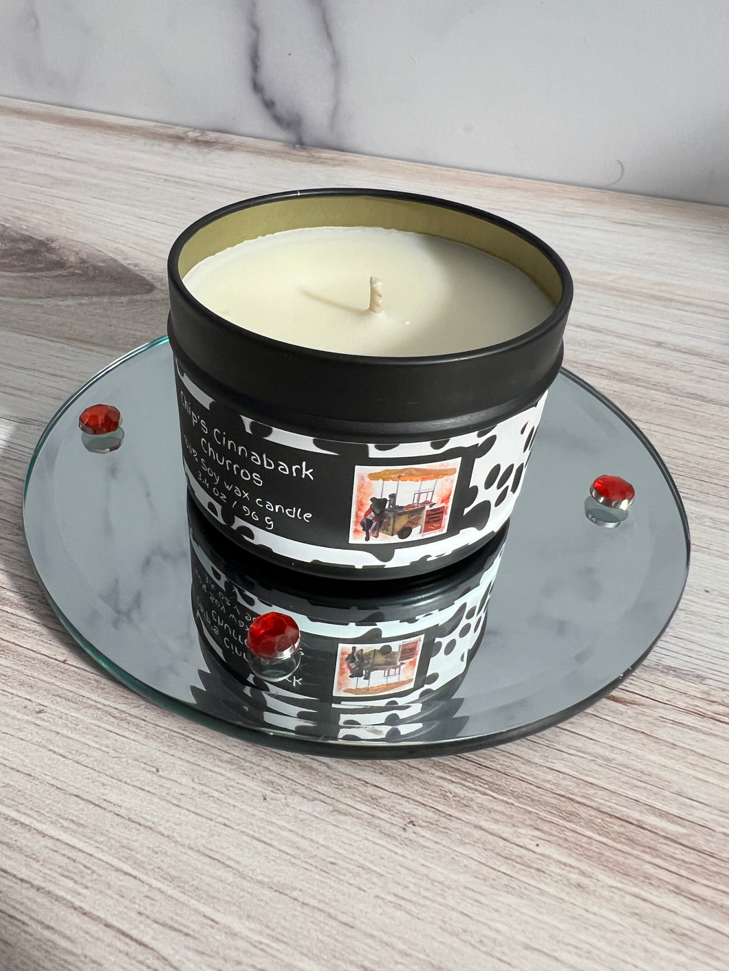 Chip's Cinnabark Churros - Small Tin Soy Candle - Cinnamon Stick Scent